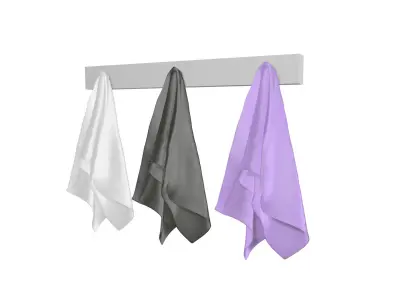 Towel three towels hanging on rack 3D model