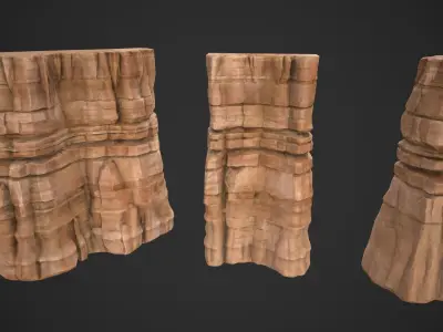 Sandstone Cliff Set Low-poly 3D model