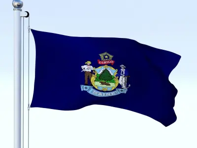 Animated Maine Flag Low-poly 3D model