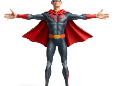 Superhero Character Model Pack with Cape and Mask Low-poly 3D model