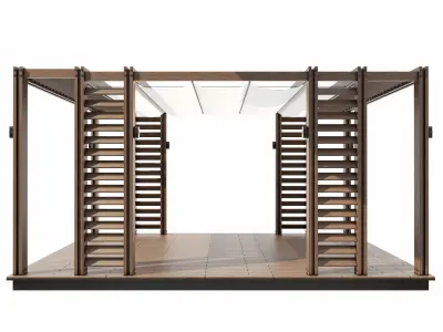 Pergola outdoor gazebo with wooden slats 3D model