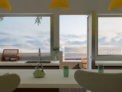Apartment Modern Living Room Kitchen and Balcony 2022 3D model