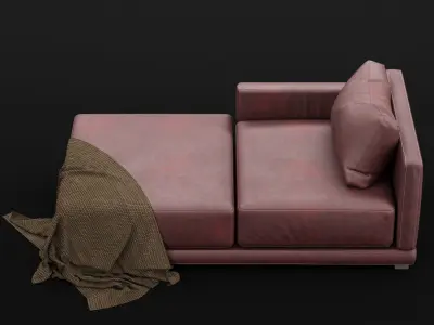 Daybed 1 couch with blanket 3D model
