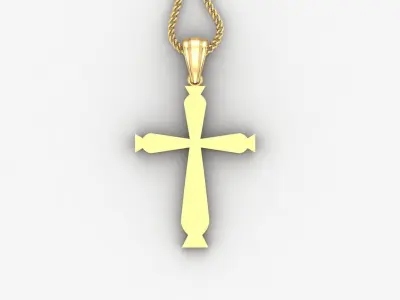 Light Gold 18K Cross Pendant 2CP035 3D print model