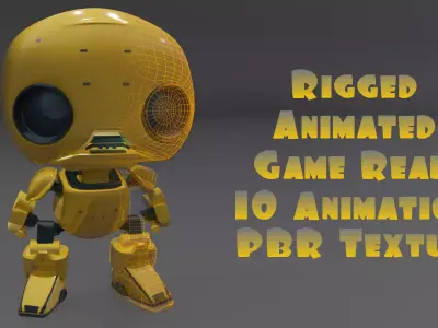 Stylized Robot Worker Low-poly 3D model
