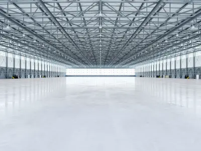 Airplane Hangar Interior 4b Low-poly 3D model