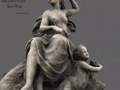 statue of woman holding child Low-poly 3D model