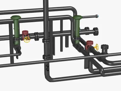 Black Industrial Pipes 3D model