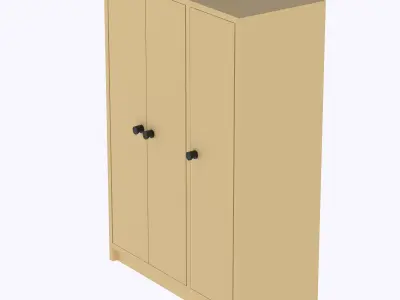 Simple Wardrobe with functional doors and hanger support 3D print model