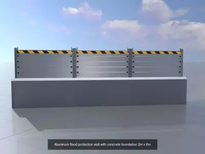 Alu flood protection with concrete foundation 2m all Versions 3D Model Pack