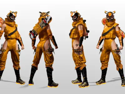 Tora Blaze Ninja Futuristic Tiger Mask Assassin Game Ready Low-poly 3D model