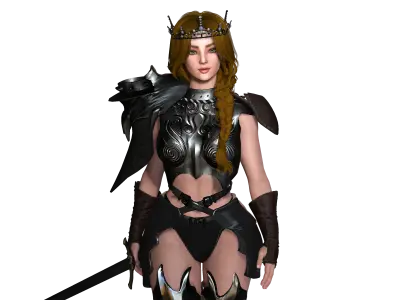 AAA 3D FANTASY FEMALE WARRIOR -REALISTIC RIGGED GAME CHARACTER