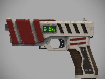 sci-fi pistol Low-poly 3D model