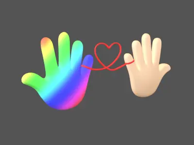 Hand with Red Line Icon v1 039 Low-poly 3D model