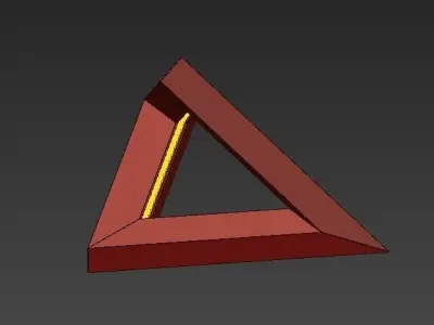 Prismatic triangular shape with triangle in middle 3D model