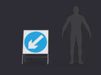 Keep Left Square Road Sign Low-poly 3D model