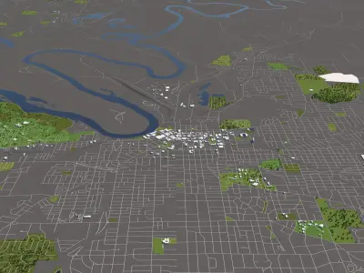 Montgomery 50x50km City Map Model 3D model