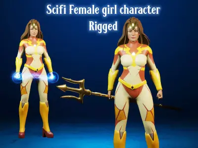 Sci-fi girl - Rigged  Low-poly 3D model