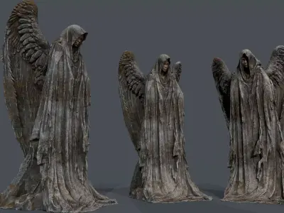  angel woman Statue Low-poly 3D model