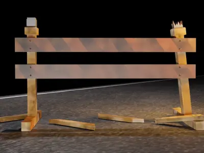 Simple Barricade 2 with lights and 3 levels of decay Low-poly 3D model