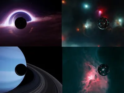 Space blackhole and nebula HDRI Sci-fi 3D Model Collection Low-poly 3D model