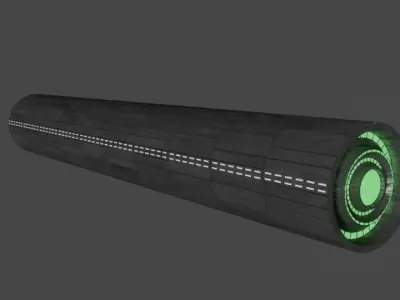 Cigar-UFO futuristic device flying in sky 3D model