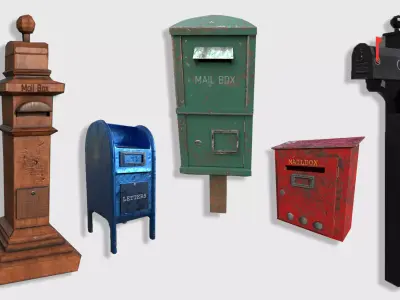 Mail Boxes Pack Low-poly 3D model