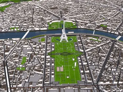Paris City Full 3d Model Low-poly 3D model