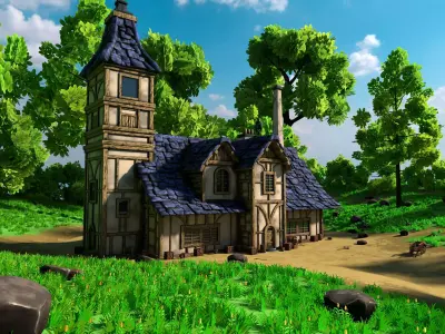 Stylized Medieval House 12 With Environment 3D model