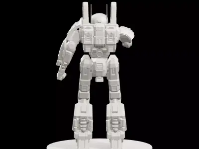 Mecha Robot Science Fiction On Base 3D print model