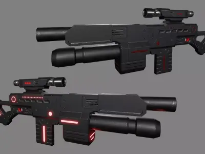 Lowpoly Scifi Weapon Low-poly 3D model