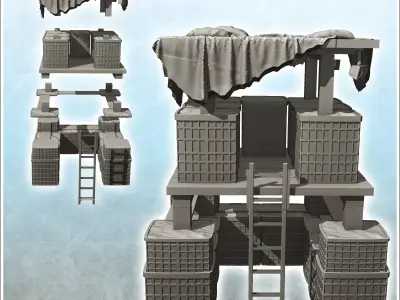 Modern fortified firing post with access ladder 2 3D print model