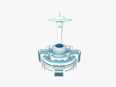 SciFi Facility D01 White Blue - Sci Fi Exterior Design Low-poly 3D model