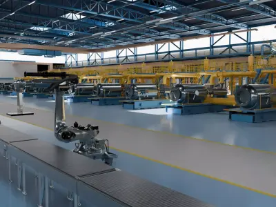 Modern Industrial Robotics Assembly Line in a High-Tech Factory 3D model