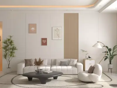 Modern minimalist living room 3D model shop