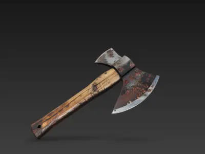 Realistic rusty axe 3D model