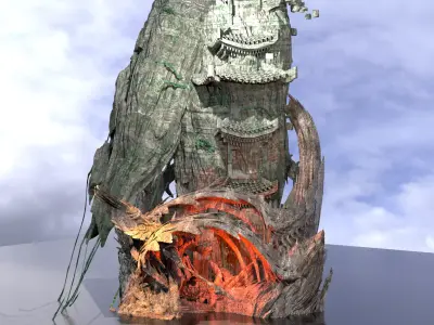 Golden Gun fortress tower 1 3D model