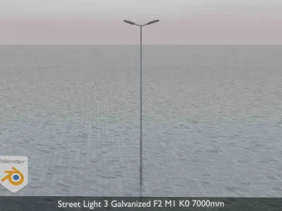 Street Light 3 Galvanized F2 M1 K0 7000mm Low-poly 3D model