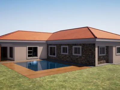 FOUR BEDROOM RESIDENTIAL Low-poly 3D model