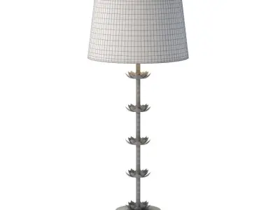 Brass Five Lotus Floor Lamp 3D model