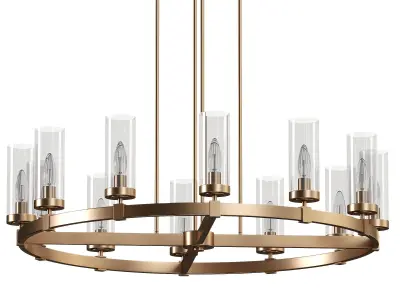  Stiffel Aron 36 Wide Brass 12-Light Wagon Wheel Chandelie 3D model