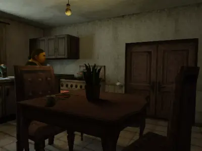 Low Poly PS1 Retro Horror Kitchen Scene FBX OBJ GLB Low-poly 3D model