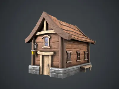 Cartoon House Low-poly 3D model 11