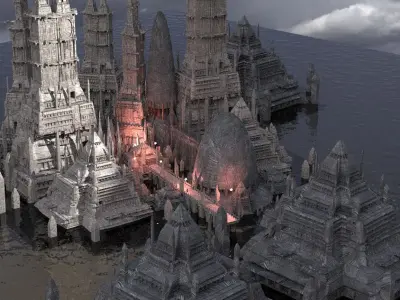 Sci fi Egyptian 2258 pyramids 3D model