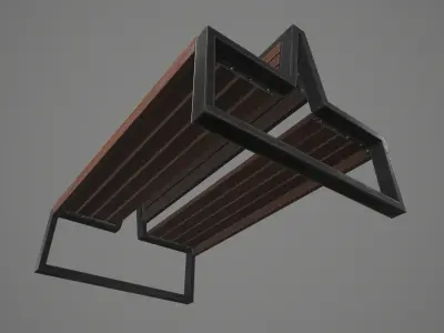 Game Ready Double Bench Low-poly 3D model