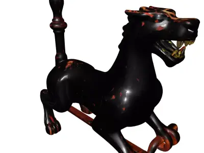 Mythical Beast Fireplace Andiron Decor Low-poly 3D model