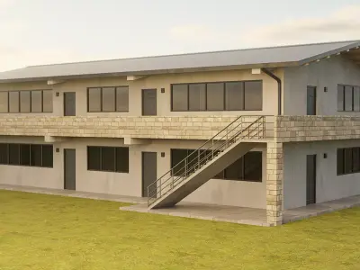 Two-Story Residential Building Low-poly 3D model