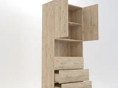 Wooden Cabinet Set 2 3D model