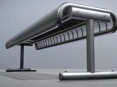 Modern Metal Lattice Bench Low-Poly  Low-poly 3D model