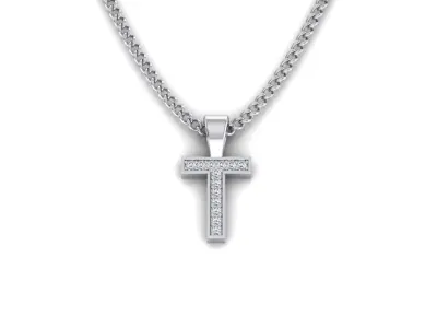 Pendant T cross with diamonds 3D print model